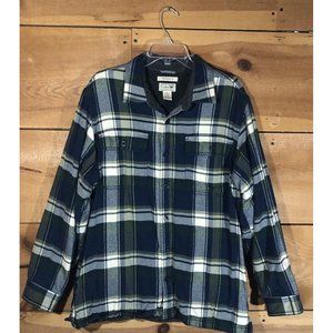 L.L. Bean Fleece Lined Flannel Insulated Plaid Button Up Jacket Mens Size Large